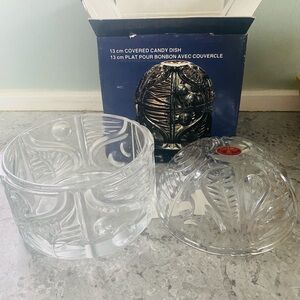 Lead Crystal Glass Candy Dish with Lid Bohemia Czechoslovakia crystal original